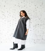 Wool vest in poplin - Image 3