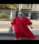 Red poplin dress - Image 3
