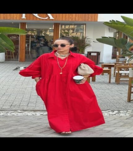 Red poplin dress